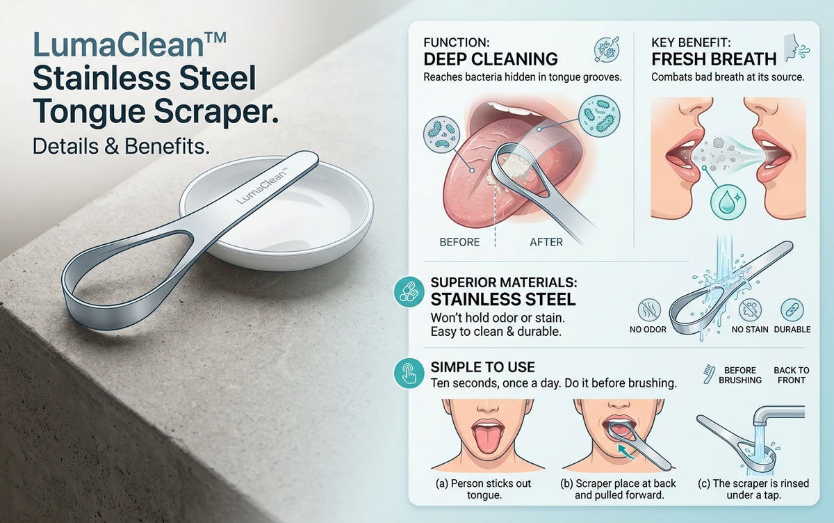 LumaClean™ Stainless Steel Tongue Scraper